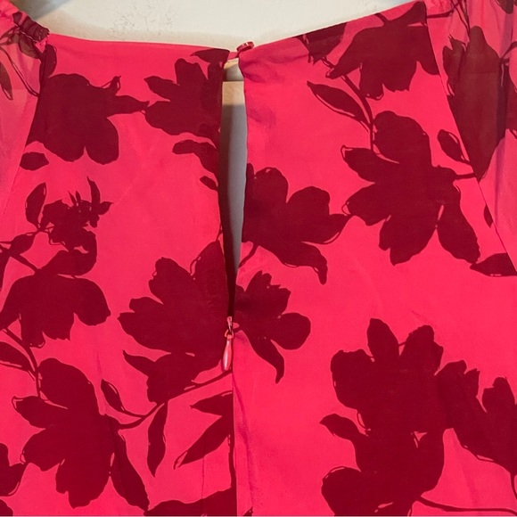 Lush Women’s Long Sleeve Chiffon Floral Mini Dress Raspberry Red Color Size M - Picture 4 of 7